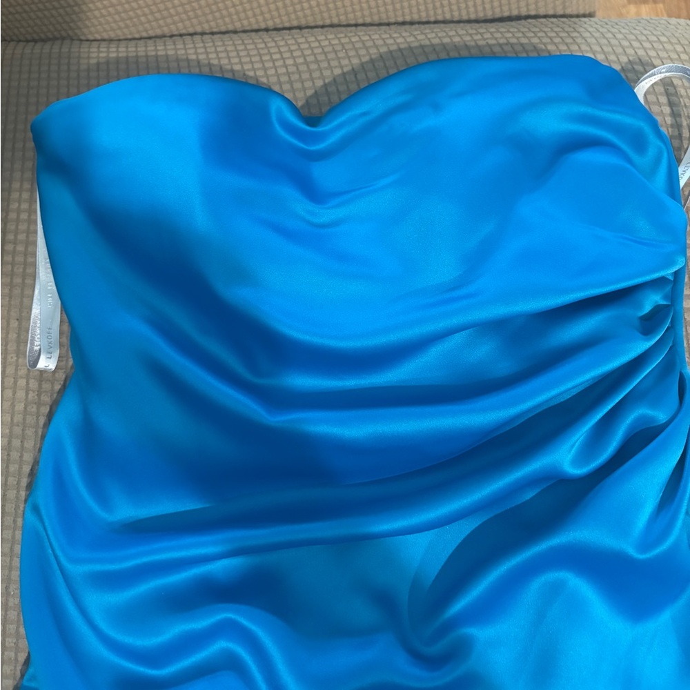 Strapless turquoise long gown - Picture 5 of 5